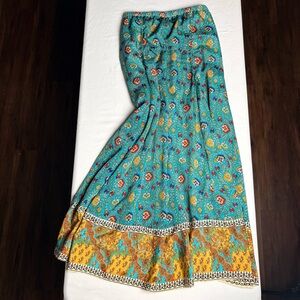 Soft Surroundings Blue and Gold Paisley Skirt-1X